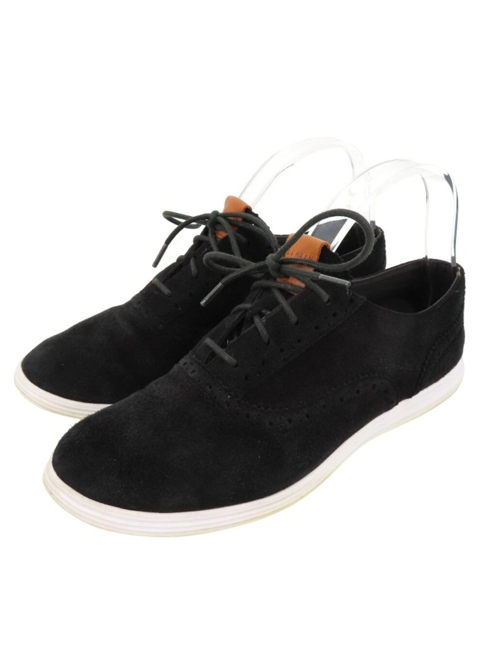 Cole Haan Women 8.5 B Solid Black Suede Leather Lace Up Flats Shoes Oxfords